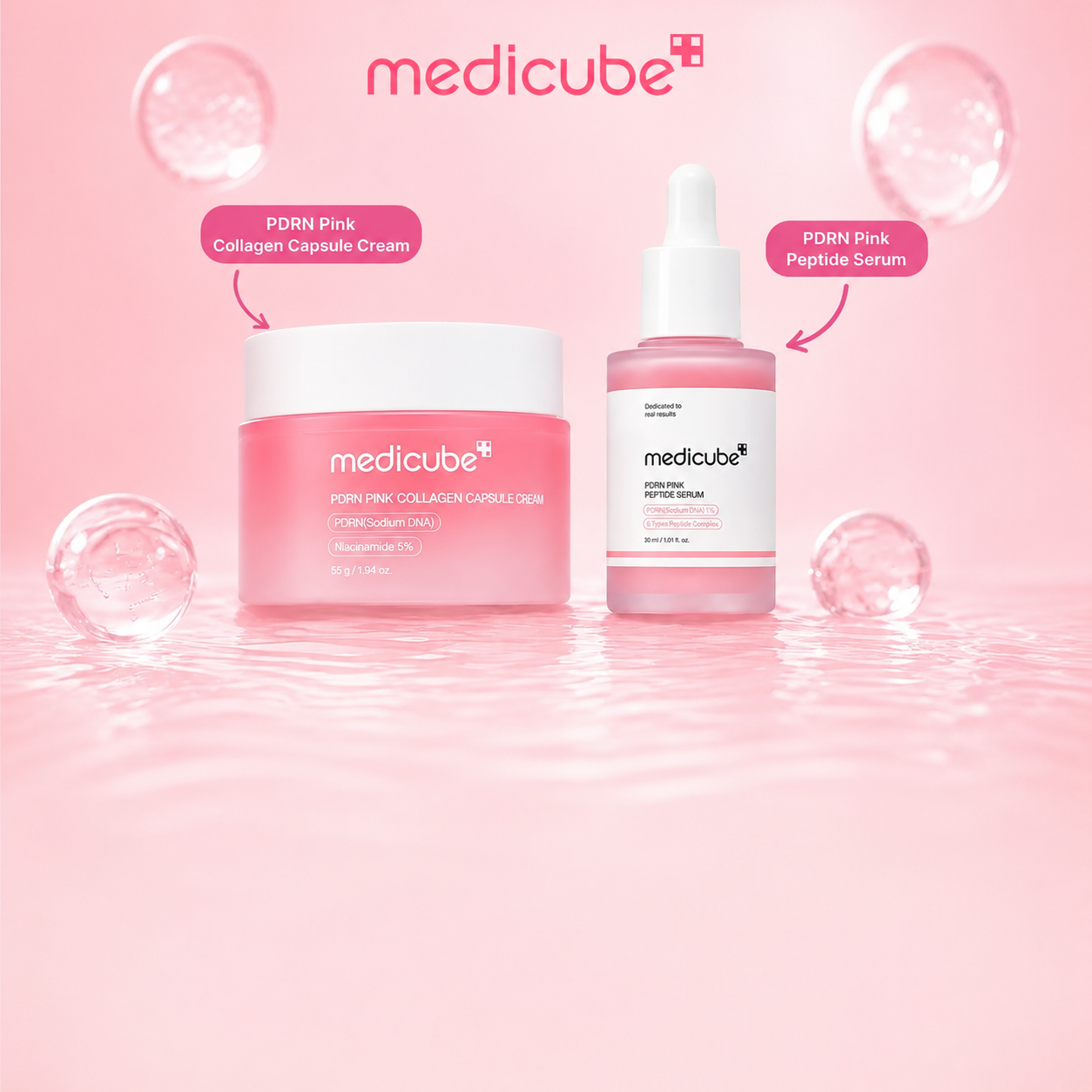Pack Medicube PDRN Pink Collagen Capsule Cream &amp; Peptide Serum