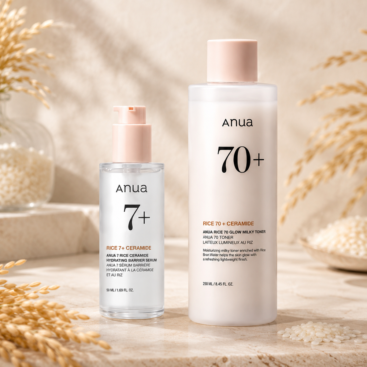 Pack Éclat & Hydratation au Riz – Anua Rice 70+ & Rice 7+
