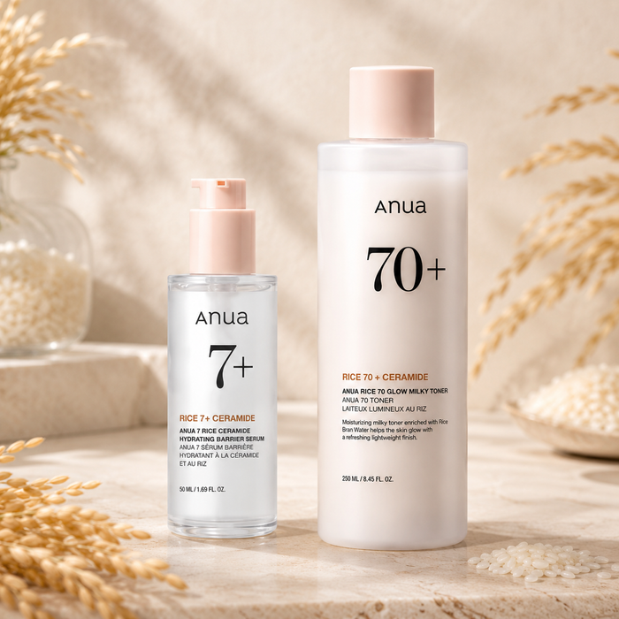 Pack Éclat & Hydratation au Riz – Anua Rice 70+ & Rice 7+