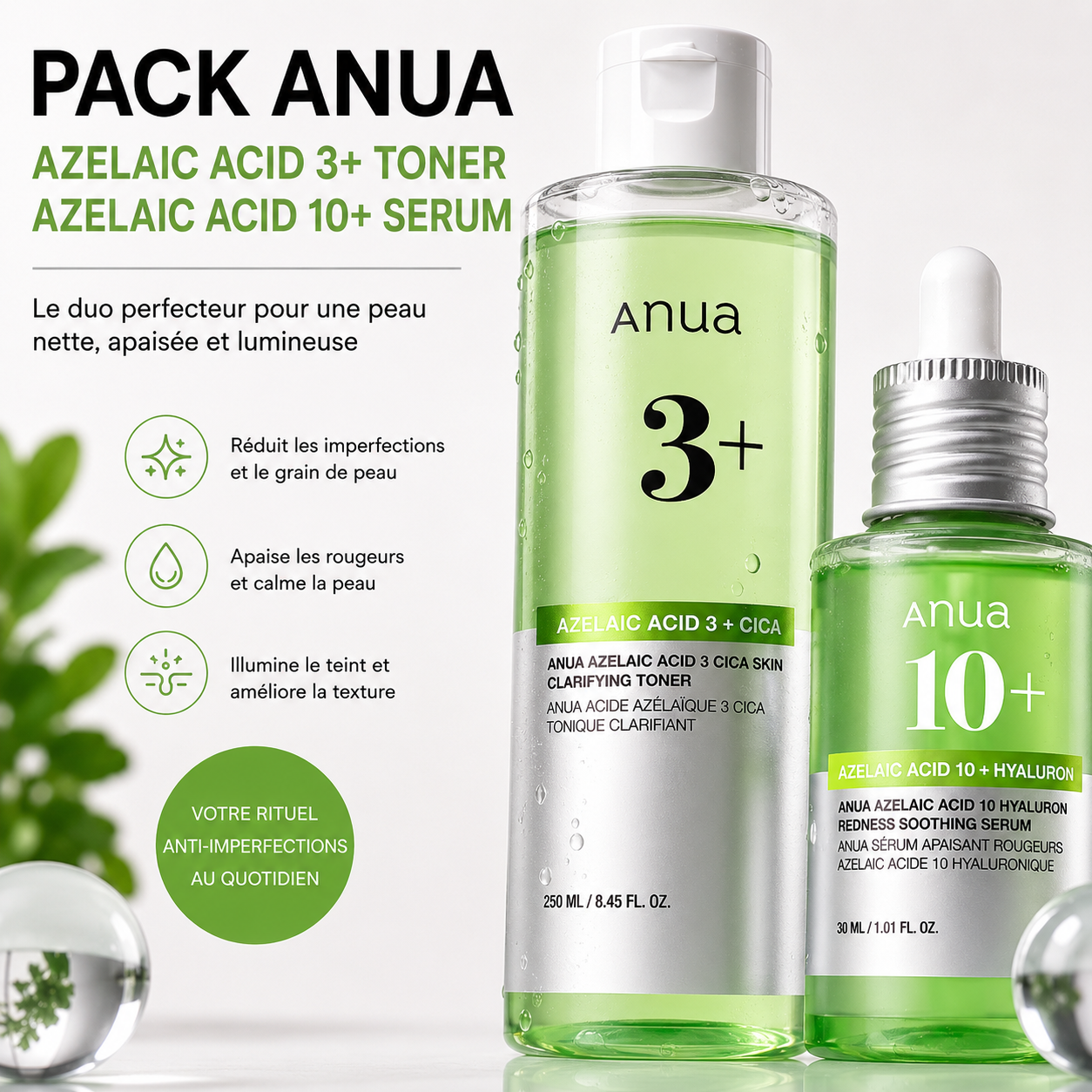 Pack Anua - Toner Azelaic Acid 3+ & Sérum Azelaic Acid 10+