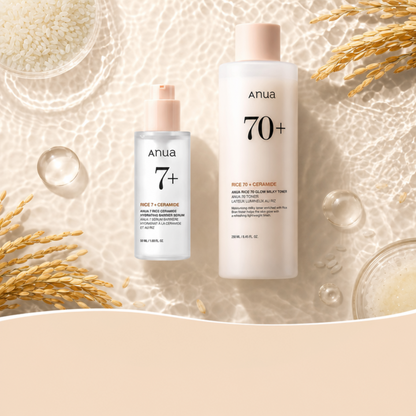 Pack Éclat & Hydratation au Riz – Anua Rice 70+ & Rice 7+